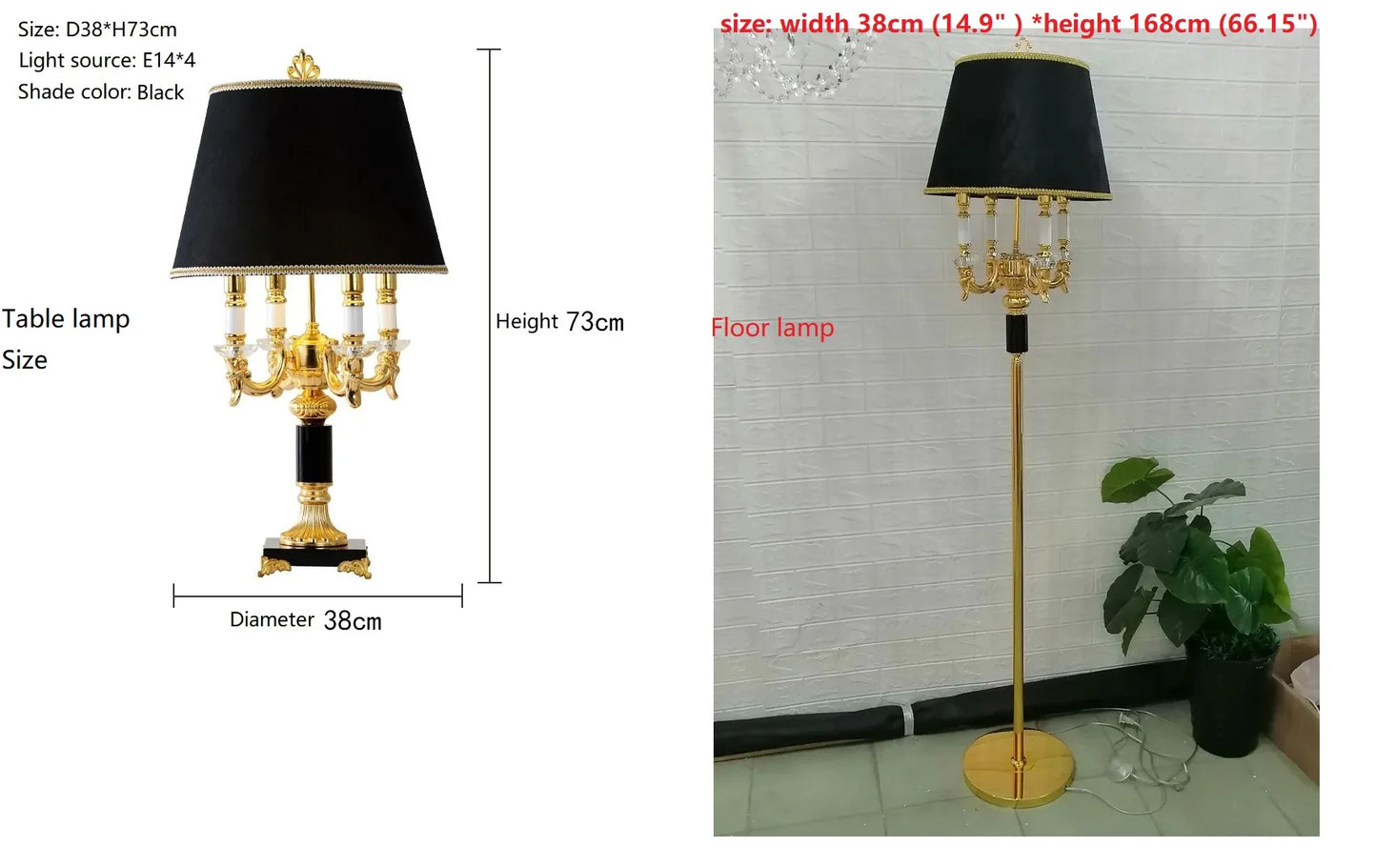 Black Crystal Table/Floor Lamp